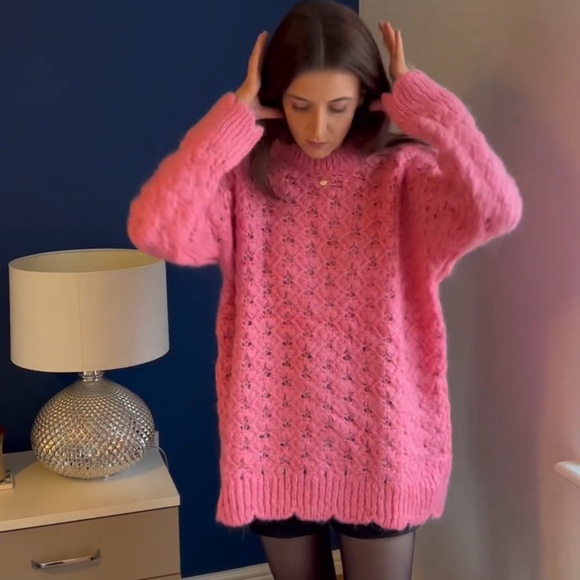 Zara Pink Wool Blend Oversized Sweater - Picture 5 of 15